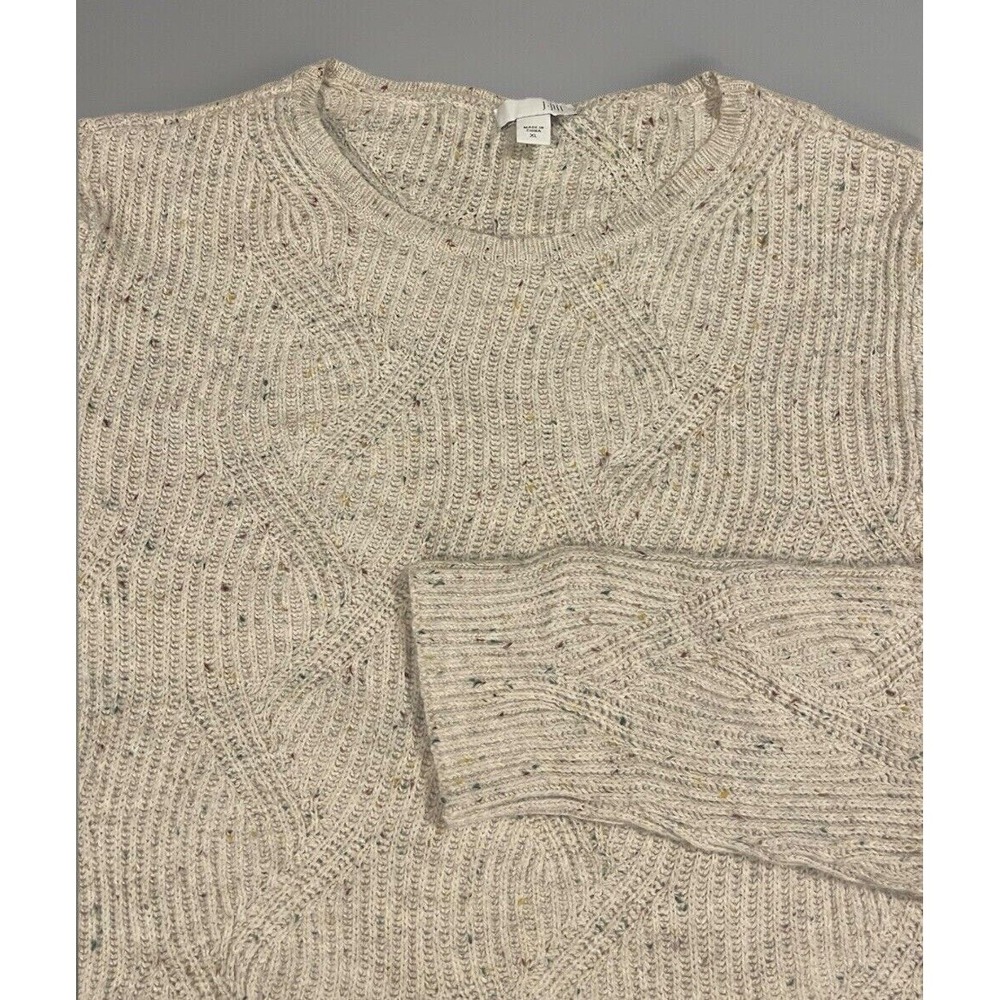 J. Jill Woman's Cream Cotton‎ Blend Ribbed Cabel Knit Pullover Sweater S…